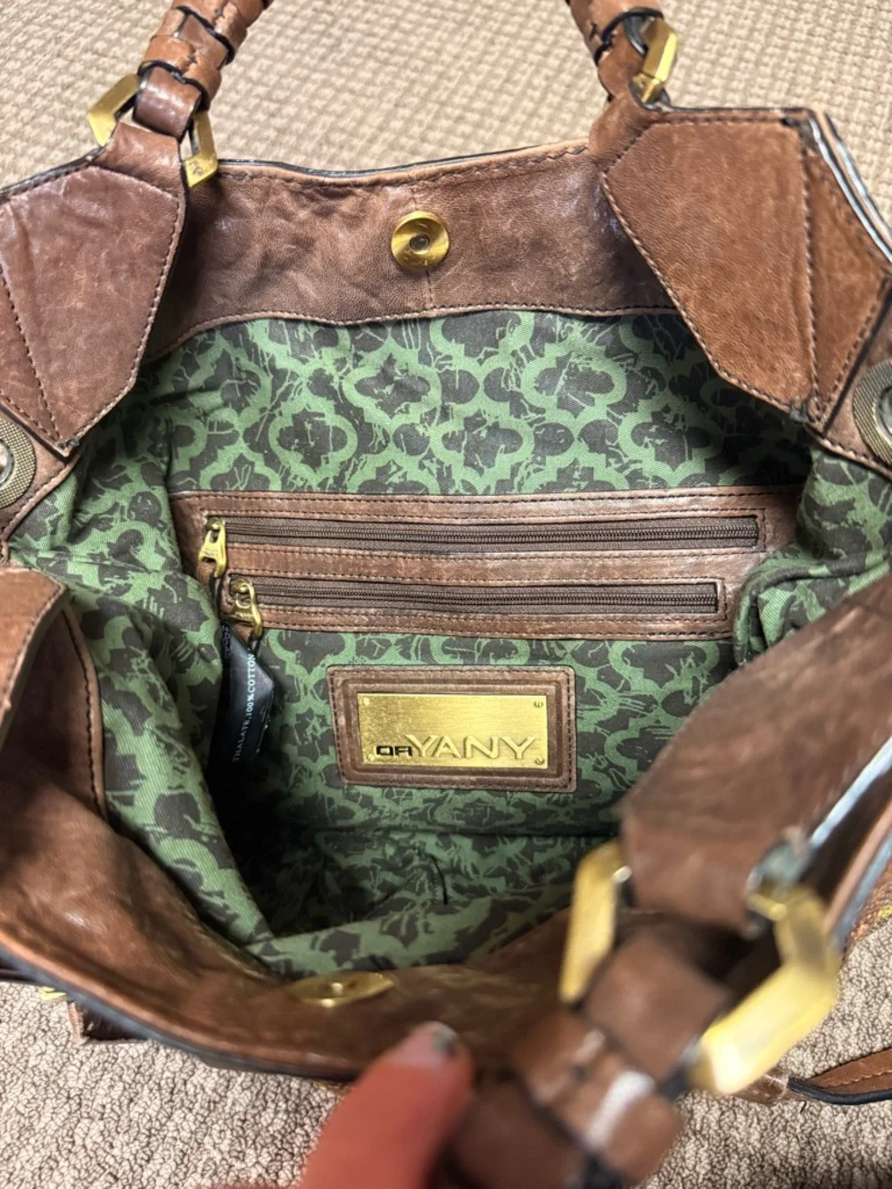 orYANY Copper Sequin Hobo with Brown Leather Trim
